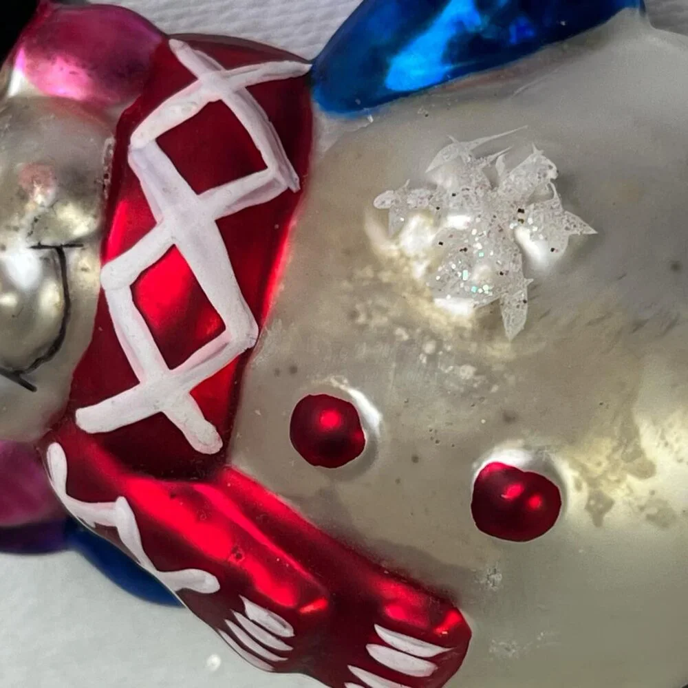 VTG Blown Glass Snowman Christmas Ornament Holiday Decor‎   DEFECTS from AGE
